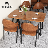 Combinaison table et chaises vintage pour restaurant, table rectangulaire commerciale pour café, une table et quatre chaises