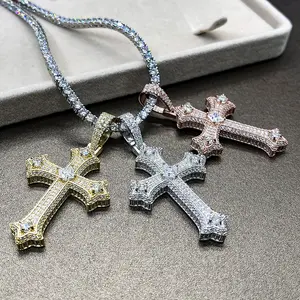 hip hop jewelry New arrivals 3d design iced out diamonds solid 925 sterling silver moissanite cross pendant