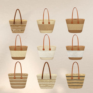 Bolso de Playa de Paja Tejida con Correa Ajustable Personalizable, Accesorio de Moda Boho para el Verano, Bolso de <span class=keywords><strong>Mano</strong></span> para Mujer - Product Image 1