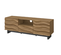 Meubles TV en bois de couleur noyer de forme ondulée au design moderne, vente en gros d'usine