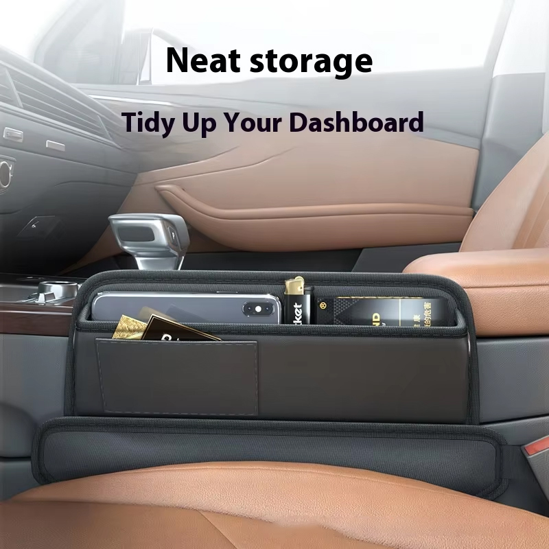 OH!MEG009 Leather Car Seat Side Organizer | Central Control Decorative Artifact with Gap Storage