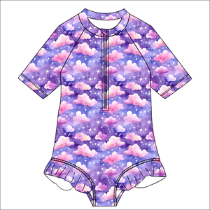 بدلة سباحة للأطفال الرضع والبنات، سريعة الجفاف، بسحاب، قصيرة - Product Image 3