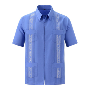 Camicie da Uomo Personalizzate OEM con Logo, Stile Indiano e Portoricano, Guayaberas con Zip Completa - Product Image 6