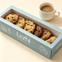 Boîte à macarons personnalisée avec impression de logo, insert pliable, pour biscuits, pâtisseries, beignets, macarons, avec fenêtres transparentes