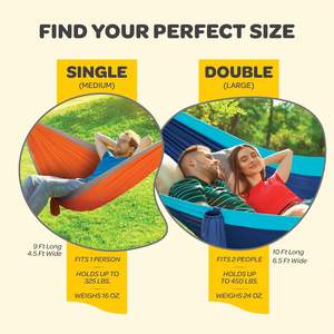 Sedia Amaca da Campeggio in Nylon e Acciaio, Resistente, Singola o Doppia, Capacità 400 lb, con Cinghie per Alberi e Borsa per il Trasporto, per Viaggi e Escursioni - Product Image 5