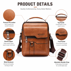 Bolso Bandolera de Piel Sintética Impermeable para Hombre, Estilo Vintage, Casual, para Negocios, con Logotipo Personalizado, OEM, ODM, Venta al Por Mayor - Product Image 6
