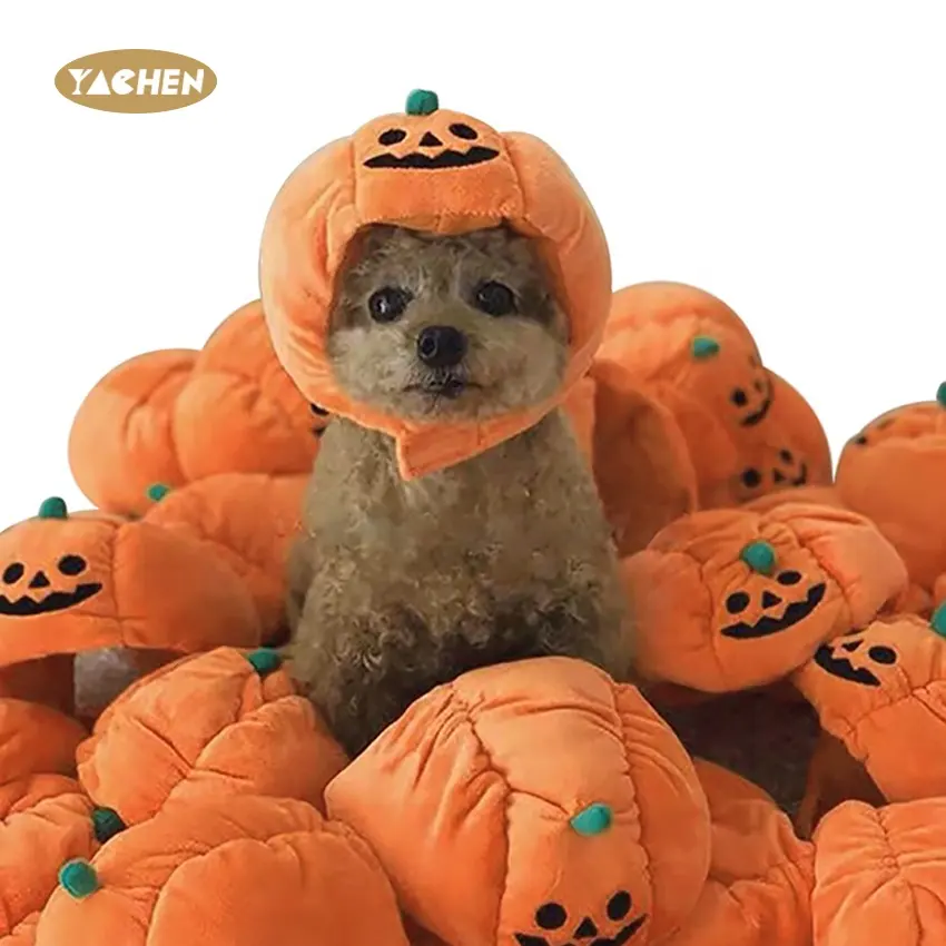 YACHEN Pet Decorations supplies dog costumes headwear pet hat autumn dog Halloween custom party pumpkin hats