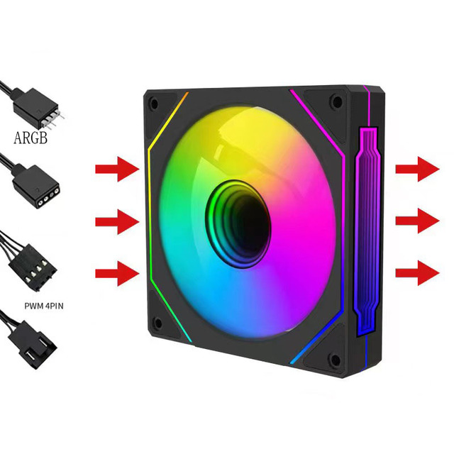 LY Pc Case Fan Aura Sync Black 120Mm Argb Computer Cooling Fan Pwm Radiator 4pin 3pin Factory Pbt Pc Case Fan Wholesaler