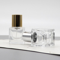 Flacon pulvérisateur atomiseur pressurisé à col serti en verre, 18 ml, carré, pour parfum, fragrance, huile essentielle, avec pompe