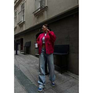 Veste aviateur en cachemire pour femme, fermeture éclair fuchsia - Product Image 3