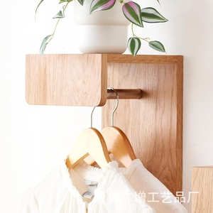 Wooden <b>Wall</b> <b>Mounted</b> Storage Rack Coat Hanger Key Holder Flower <b>Shelf</b> Multifunctional Entryway Organizer Natural Wood Color - Product Image 1