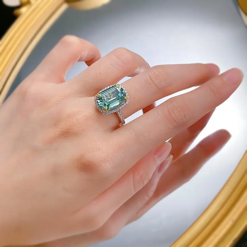 Cincin pertunangan turmalin, cincin pernikahan wanita mewah zirkonia kubik 925