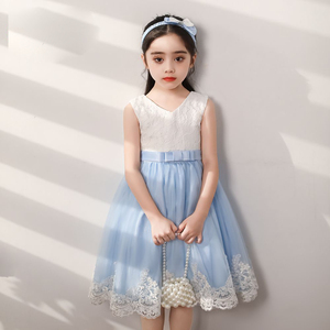 Lindo Vestido de Gasa hasta la Rodilla con Lazo de Encaje para Niñas, Estilo Princesa, Casual, de Verano, ODM, para Cumpleaños de Bebés de 1 Año - Product Image 6