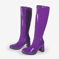 Bottes Gogo de grande taille pour femmes, chaussures colorées à talons de 3 pouces, bottes OEM zippées en cuir PU pour femmes
