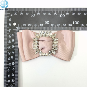 ミニマリストの淡いピンクのボウノット靴クリップクリスタルウェビングの弓のバックル結婚式の靴のブローチレディース靴の装飾 - Product Image 2
