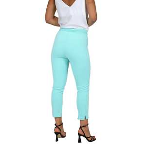 Pantalones de mujer color verde agua, lilac cielo, de cintura alta, corte ajustado, estilo cropped, para ropa informal de trabajo. - Product Image 3