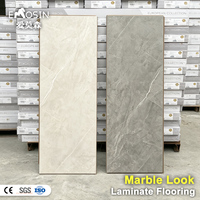 Revêtement de sol stratifié effet marbre, aspect carrelage céramique brillant gris et blanc, résistant à l'eau, 8 mm et 12 mm, pour cuisine