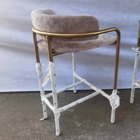 Chaise de bar moderne en velours et acier inoxydable, tabouret de bar de luxe, vente en gros.