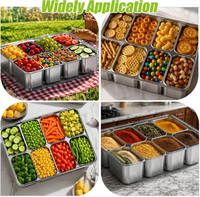 Edelstahl Snackbox Behälter Wiederverwendbar 8-Fach Unterteilte Servierschale mit Deckel, Transparente Tragbare Snackbehälter