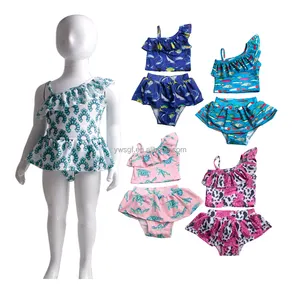 Neuzugang individuelles Muster Kinder 2-teiliges Rüschen-Badeanzug Mädchen neue Mode Bademode Kinder-Badeanzug