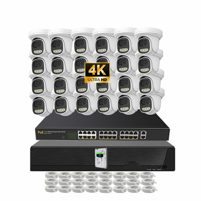Jianvision 24CH 4K Network Dome Indoor Security System Built-in Hard Drive 20meters Cables 24channels POE Switch NVR