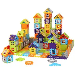 Stacking Block Children's Colorful Large Particle And Kindergarten Puzzle Toys Wholesale House Building Assemble Bricks
