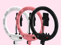 Anneau lumineux LED avec télécommande et trépied, 14 pouces, intensité réglable, luminosité ajustable, pour beauté, selfie, maquillage, couleur réglable