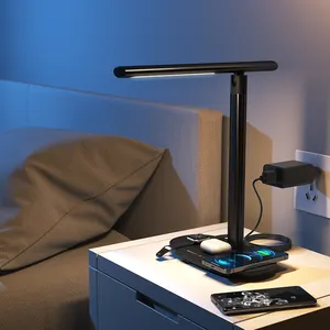 Lampu Meja Led Desain Modern dengan Charger Nirkabel, Lampu Meja Perawatan Mata Khusus dengan Charger Nirkabel