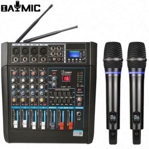 Mezclador de Audio Profesional de 4 Canales con Amplificador de Potencia Integrado y Micrófono Inalámbrico - Product Image 3