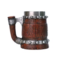 Gobelet à bière en résine à texture bois, avec intérieur en acier inoxydable, pour boissons froides, à ouverture directe