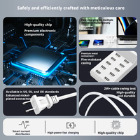 Stasiun Pengisian Daya USB Pintar 10 Port 50W Pengisi Daya USB Multi Port untuk Desktop, Ponsel, Studio Siaran Langsung, dan Lainnya