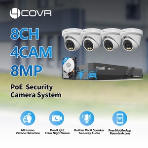 Système de caméra de sécurité PoE 4COVR 8 canaux 8MP 4K, extérieur, audio bidirectionnel, vision nocturne couleur, NVR AI, disque dur 2 To, <span class=keywords><strong>kit</strong></span> de <span class=keywords><strong>surveillance</strong></span> domestique - Product Image 2