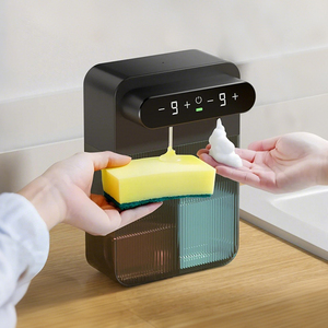 Distributeur automatique de savon liquide moussant à double tête, à fixation murale, avec charge USB, pour cuisine et salle de bain - Product Image 1