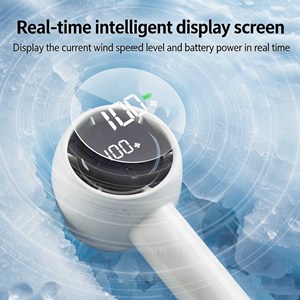 WUYANG 100-Speed Mini <b>Handheld</b> Turbo <b>Fan</b> 1200mAh Rechargeable USB <b>Fan</b> with LED Display, Portable Personal <b>Fan</b> for Outdoor Travel - Product Image 5