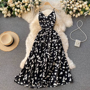 Abiti estivi da donna di alta qualità con scollo a V <span class=keywords><strong>abito</strong></span> Sexy sottile inchiostro macchiato <span class=keywords><strong>abito</strong></span> Casual da donna per le vacanze - Product Image 5