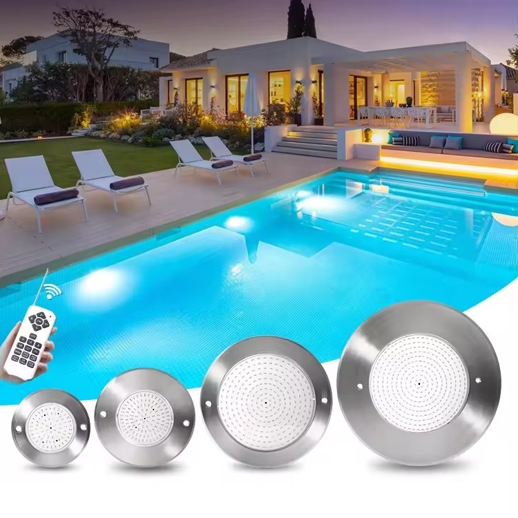Ultra Thin IP68 Resin Filled LED Pool Light 316 Stainless Steel RGB Underwater Lamp Wall Mounted for Saltwater Swimming Pool