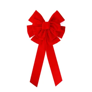 Sinh Giáng Sinh Cung Trang Trí Dài Phong Cách Bow Xe 4S Cửa Hàng Showroom Món Quà Trang Trí Xe Lớn Giáng Sinh Nhung Cung Màu Đỏ