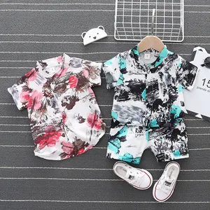 2021 New Designs baby boys clothing linen and cotton 1-4 years size kid shirt and pants for boys summer style