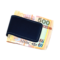 Porte-cartes unisexe vintage en cuir PU, mince, avec pince à billets métallique durable et portable, motif rayé, mini-clip