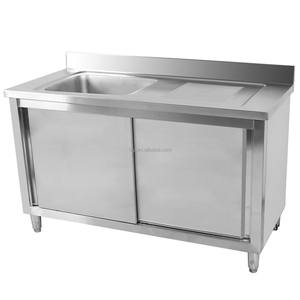 NSF Certified <b>Stainless</b> <b>Steel</b> 201/304 Square Tube Commercial Kitchen Work Table Sink Table Backsplash Cabinet Food-Grade Powder - Product Image 2