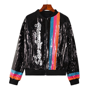 Veste décontractée en satin de style <span class=keywords><strong>basket</strong></span>-ball pour femmes Offre Spéciale grande taille veste à paillettes à la mode pour les fêtes tissage au crochet amérique - Product Image 2