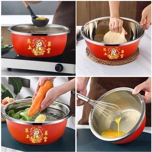 Olla Roja Festiva de Acero Inoxidable de Grado Alimenticio, Multifuncional para Cocina, Lavado de Vegetales, Sopa, Cocción y Repostería - Product Image 4