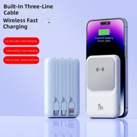 Batterie externe en plastique 20000 mAh avec charge ultra-rapide PD 22,5 W, câble intégré, charge rapide sans fil 15 W et fixation magnétique