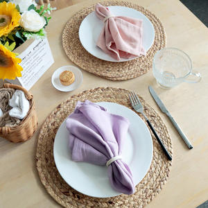 Serviette de cuisine en lin <span class=keywords><strong>et</strong></span> coton de couleur unie, douce <span class=keywords><strong>et</strong></span> absorbante, carrée, pour mariage occidental, serviette décorative - Product Image 2