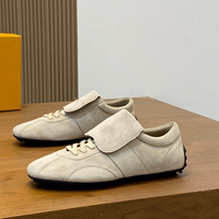 Baskets de luxe rétro en daim pour hommes, style Old Money, à revers, chaussures de marche, vente en gros
