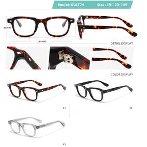 GL6724 Montura Óptica Clásica Unisex Hecha a Mano de Acetato de Alta Calidad, Monturas de Gafas Modernas - Product Image 2