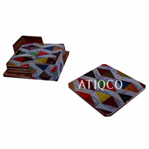 Posavasos de madera de estilo de lujo moderno, posavasos esmaltados, diseño geométrico inteligente de Venta caliente según su elección - Product Image 1