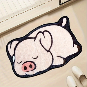 Alfombra de lana sintética de dibujos animados en forma de diversión, alfombra absorbente antideslizante de secado rápido para baño, entrada, hogar - Product Image 2