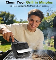 Brosse de nettoyage électrique rechargeable pour barbecue, rotative, en acier inoxydable, sans poils, de qualité alimentaire, avec manche en plastique