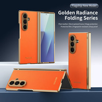 Funda Plegable de Cuero PU + PC para Samsung Galaxy Z Fold 8 Ultra con Protección Completa de Bisagra de Vidrio Templado y Cubierta Antigolpes
